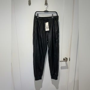 NWT Zara Leather Jogger Pants